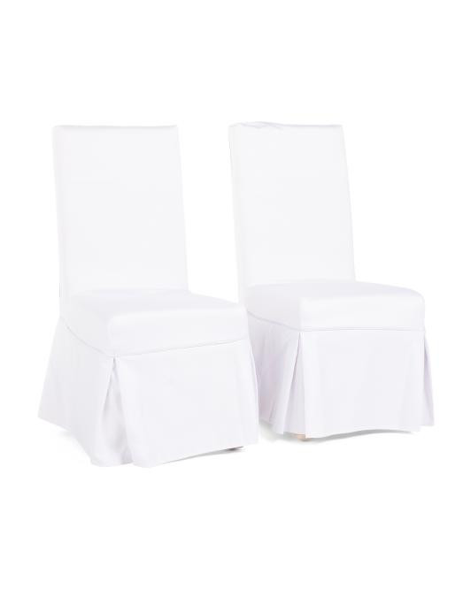 Made In Italy Set Of 2 17x38 Wooden Frame Slipcover Dining Chairs | TJ Maxx
