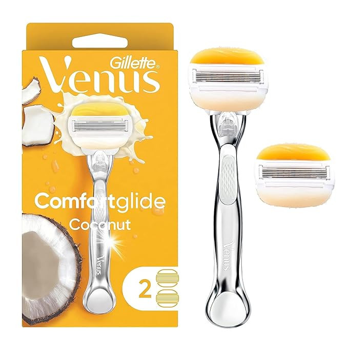 Gillette Venus Comfortglide with Olay Coconut Womens Razor Handle + Blade Refills, Silver, 2 Coun... | Amazon (US)