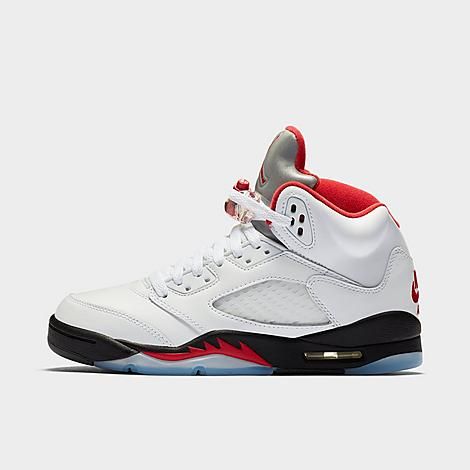 Big Kids' Air Jordan Retro 5 Basketball Shoes in White Size 5.0 Leather | Finish Line (US)