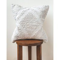 Preorder White Boho Diamond Pillow Cover | Bohemian Fringe Moroccan Decorative Pillows Scandi Toss | Etsy (US)