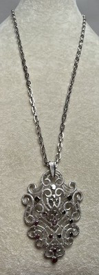 Vintage Crown Trifari Silver Tone Large (3.25”) Pendant Necklace 30” | eBay US