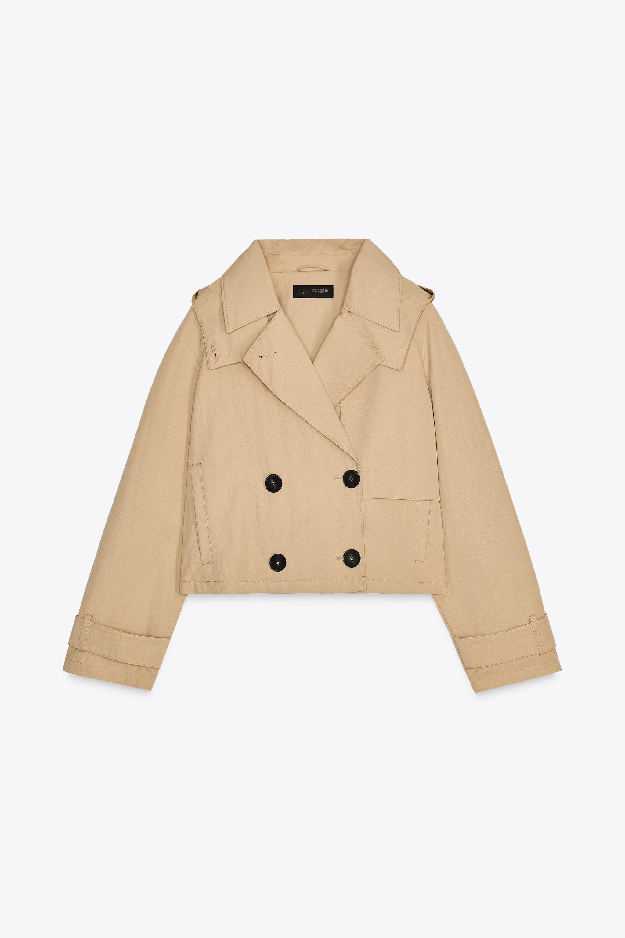SHORT TRENCH COAT WITH DETACHABLE HOOD | Zara US
