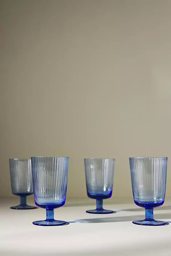 Janet Water Glasses, Set of 4 By Anthropologie in Blue Size S/4 white wine | Anthropologie (US)