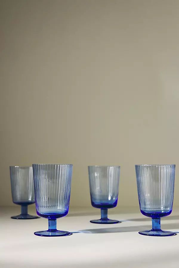 Janet Water Glasses, Set of 4 By Anthropologie in Blue Size S/4 white wine | Anthropologie (US)