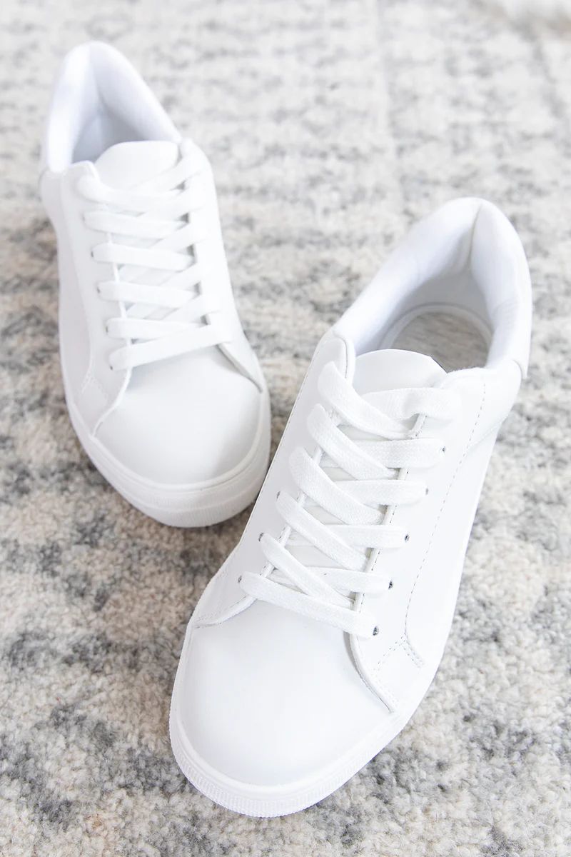 The Jenny Solid Sneakers White | Pink Lily