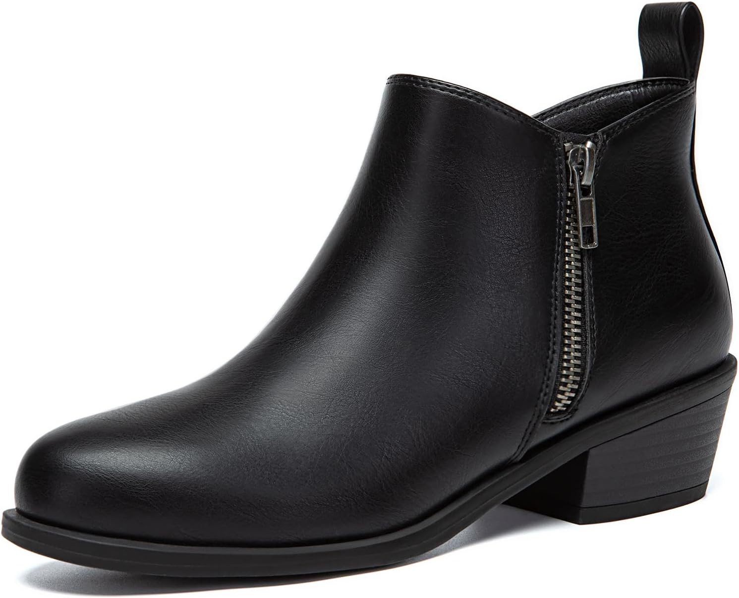 Women's Chunky Low Heel Short Ankle Boots with Side Zipper | Amazon (US)