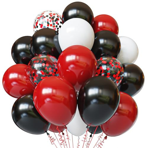 Red and Black Balloons, 50pcs 12 inch Black Red White Balloons for Birthday, Wedding, Baby Shower, Casino Party, Race Car Party Decorations | Amazon (US)