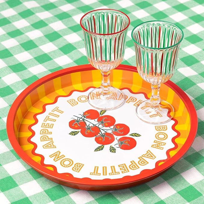 Talking Tables Large Round Serving Tray for Drinks, Snacks, Condiments Decorative and Colorful To... | Amazon (US)