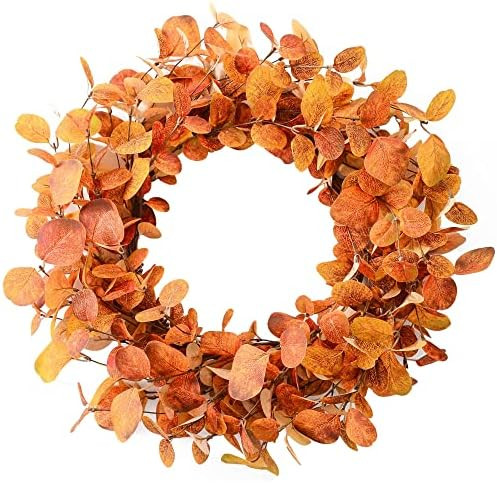 YNYLCHMX 18" Thanksgiving Wreaths for Front Door, Artificial Thanksgiving Wreath Eucalyptus Leaves M | Amazon (US)