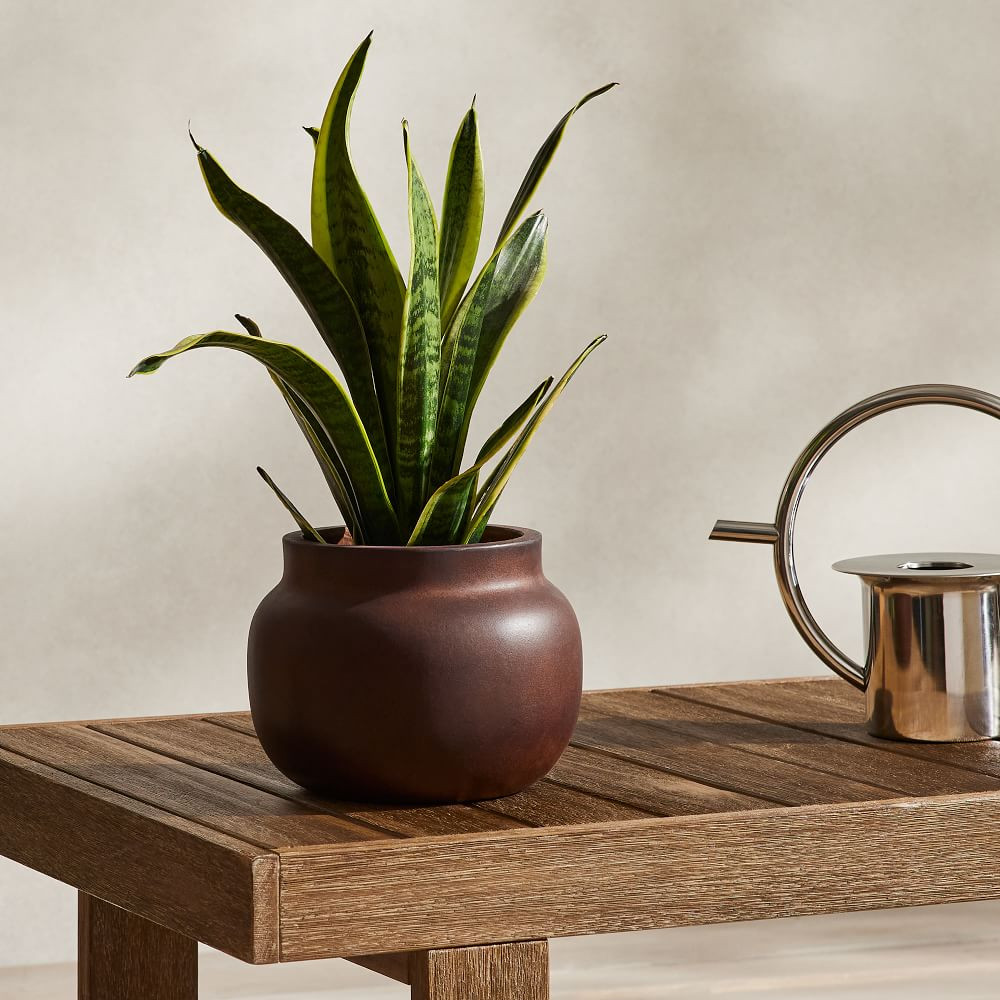 Ronan Outdoor Planter, Tabletop Small, Burnt Umber | West Elm (US)
