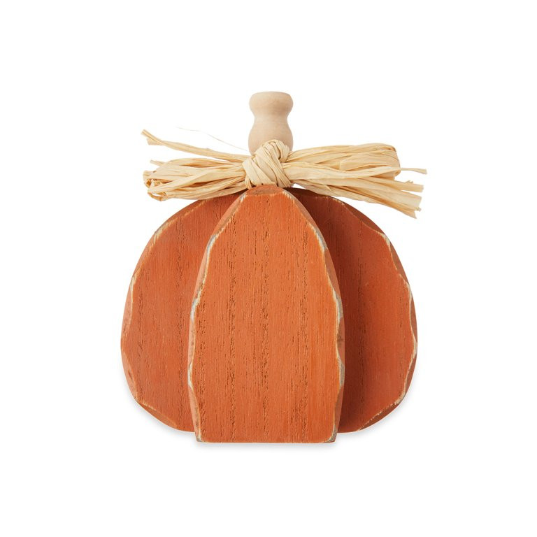 Way to Celebrate Harvest Orange Layered Pumpkin Tabletop Decoration | Walmart (US)
