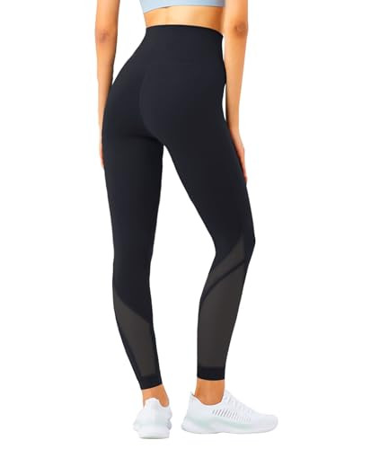 GYMAGINE Leggings for Women Mesh Tummy Control Squatproof Workout, Black, M | Amazon (US)