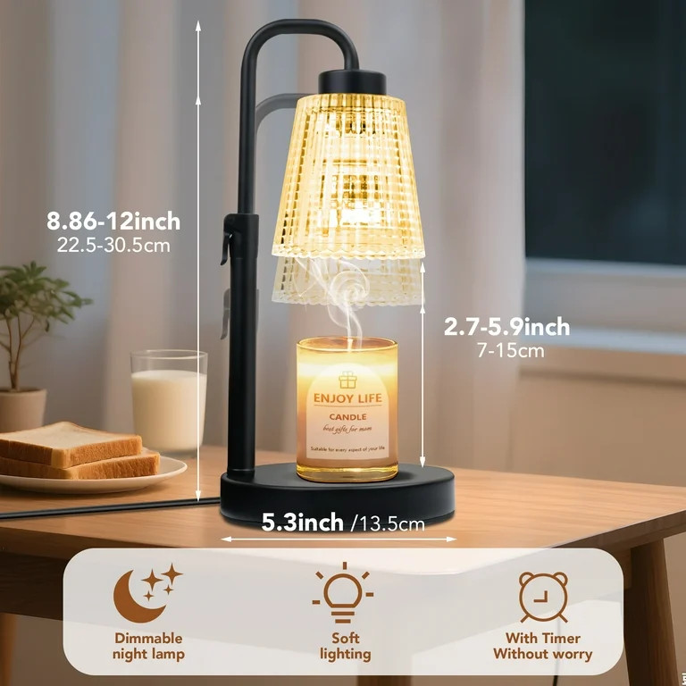 DAYBETTER Candle Warmer Lamp,Glass Electric Candle Lamp with 2*50W GU10 Bulbs,Adjustable Height D... | Walmart (US)