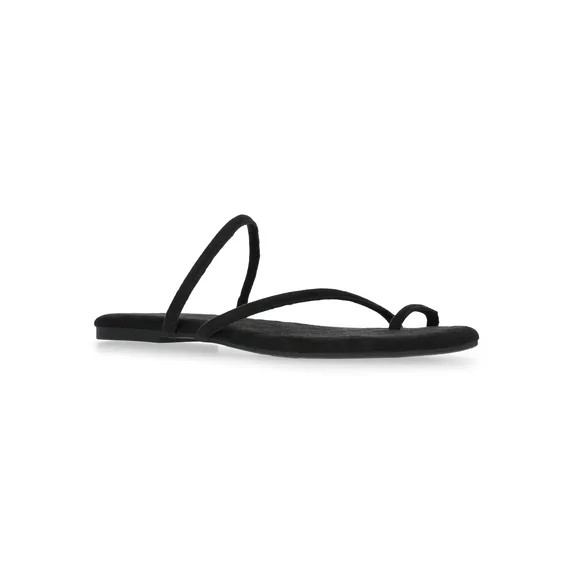 Time and Tru Women's Faux Suede Barely There Toe Loop Sandals | Walmart (US)