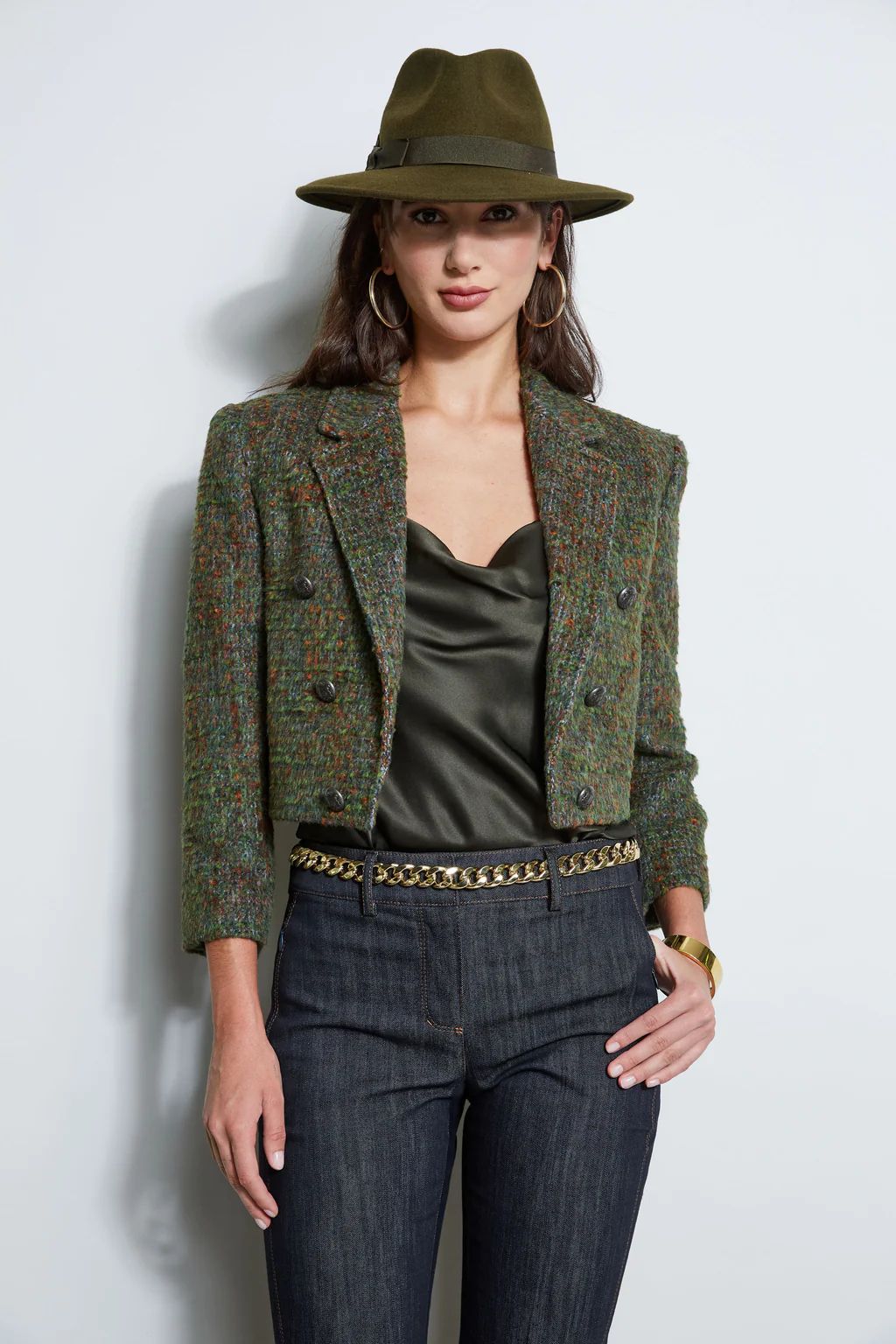 Boucle Tweed Cropped Jacket | Elie Tahari