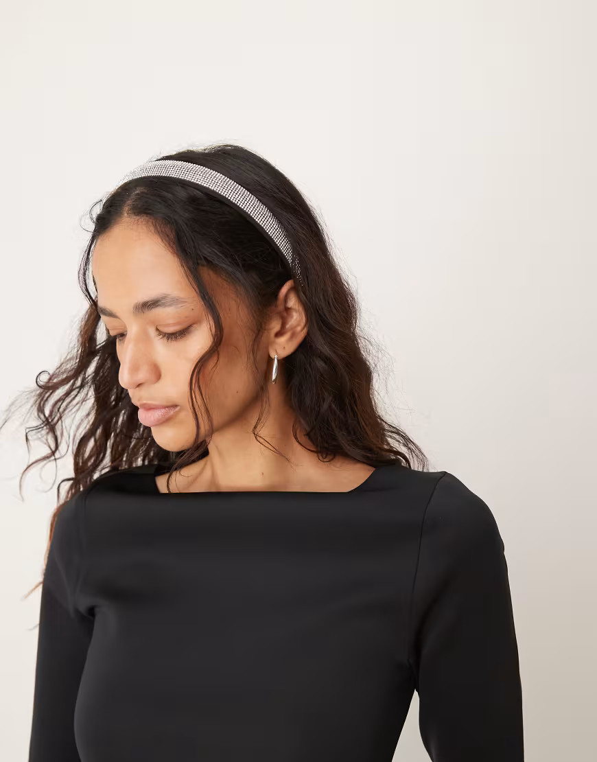 DesignB London rhinestone headband in silver-Black | ASOS (Global)