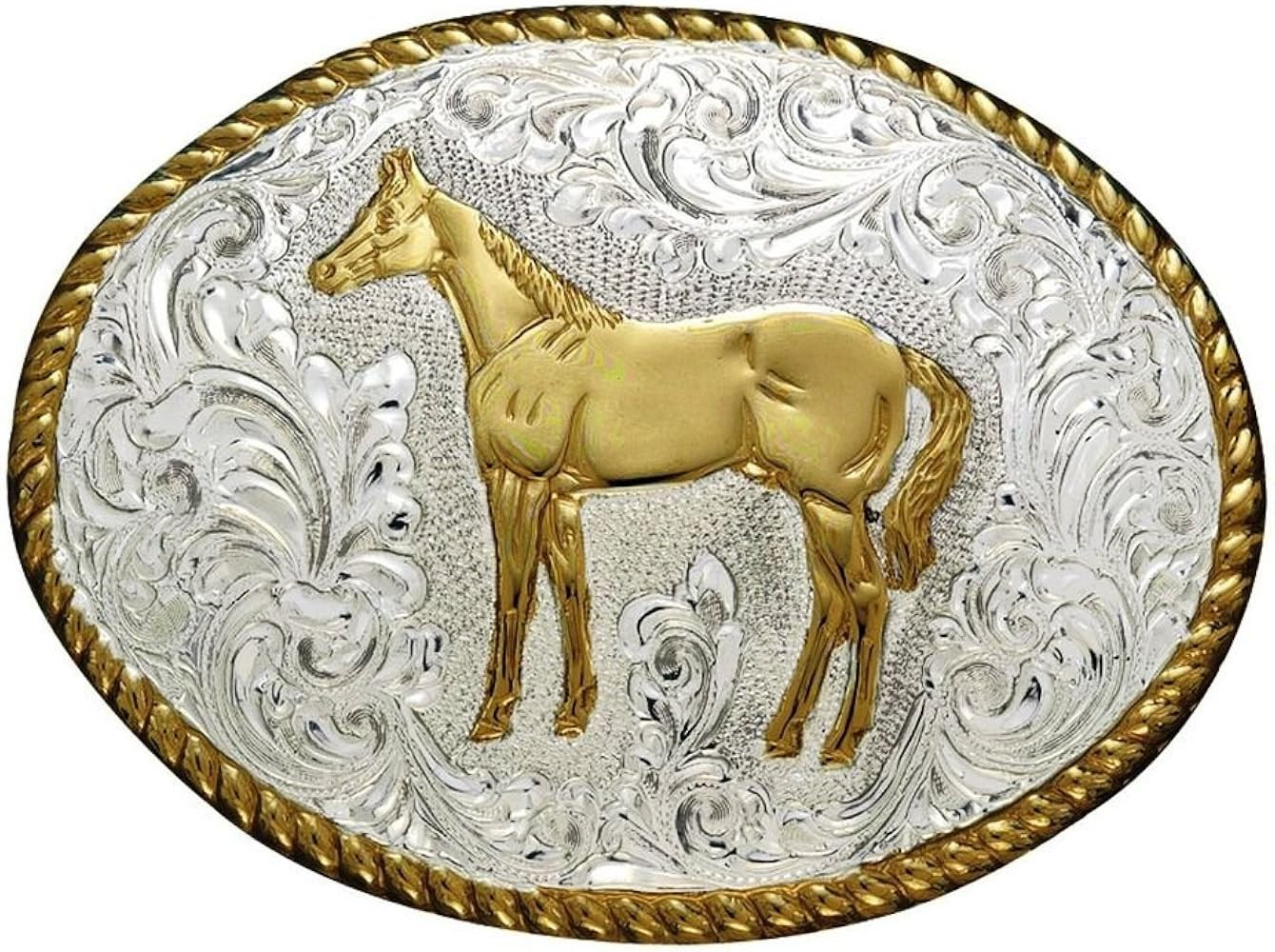Crumine Western Quarter Horse Buckle - Silver Gold Plated - 3 X 4 | Amazon (US)