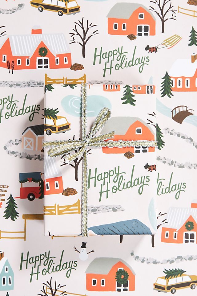 Rifle Paper Co. Holiday Farm Wrapping Paper Sheets, Set of 3 | Anthropologie (US)