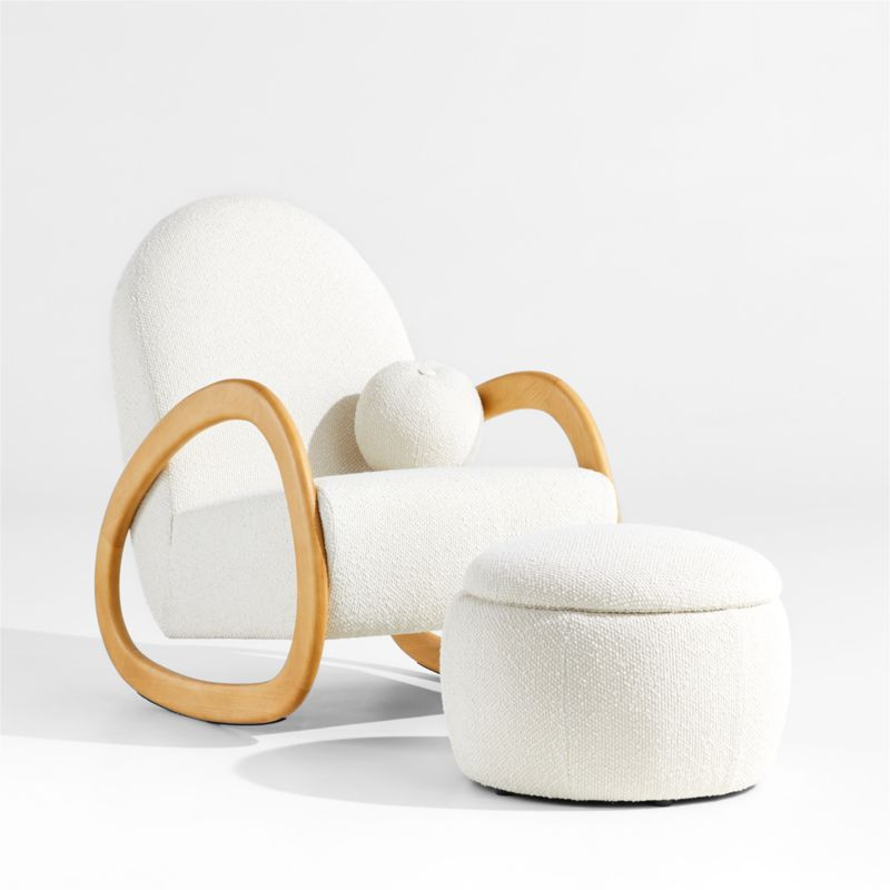Pollie Snow Nursery Rocking Chair and Ottoman | Crate & Kids | Crate & Barrel