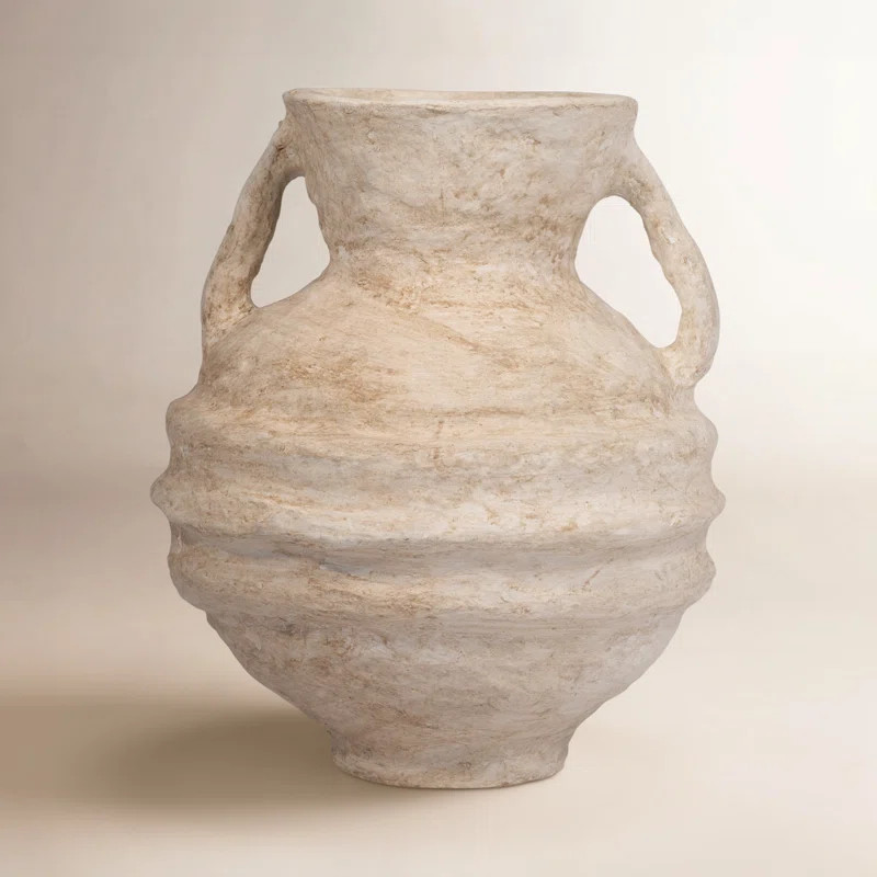 Handcrafted Boho Pottery Vase with Paper Mache Detailing and Textured Artisan Design | Wayfair North America