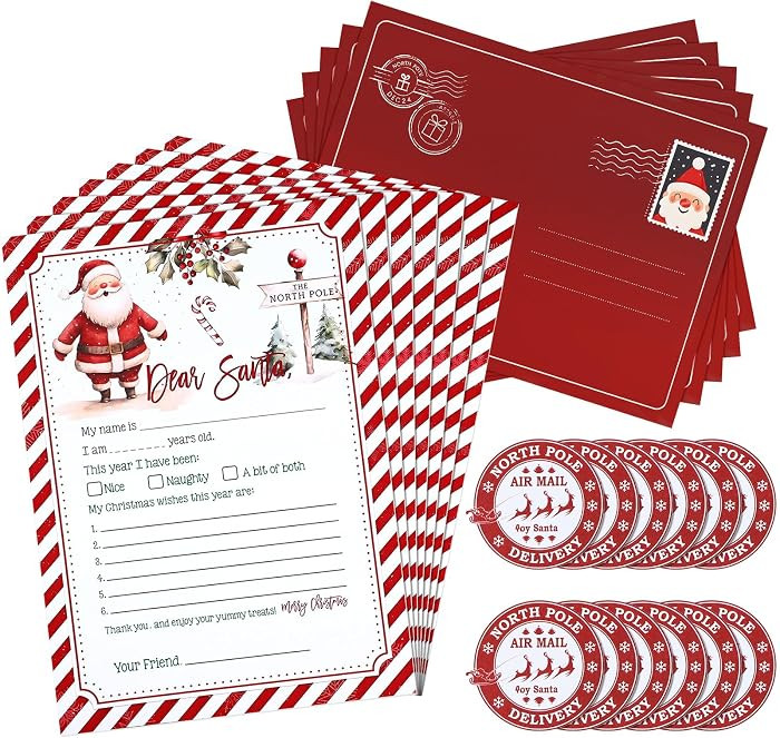 Marspark 60 Pcs Letters to Santa Kit Includes 20 Sets Christmas Cards Letters Paper(5 x 7 in), En... | Amazon (US)