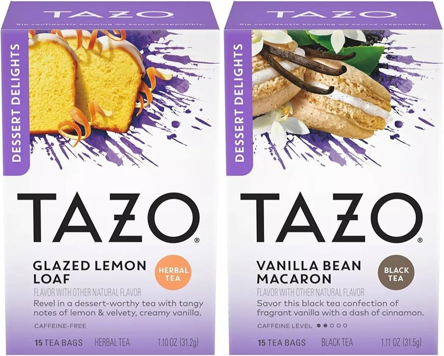 TAZO Tea Bags, Glazed Lemon Loaf Herbal Tea, & Vanilla Bean Macaron Black Tea 15CT (1ea) (Variety... | Amazon (US)