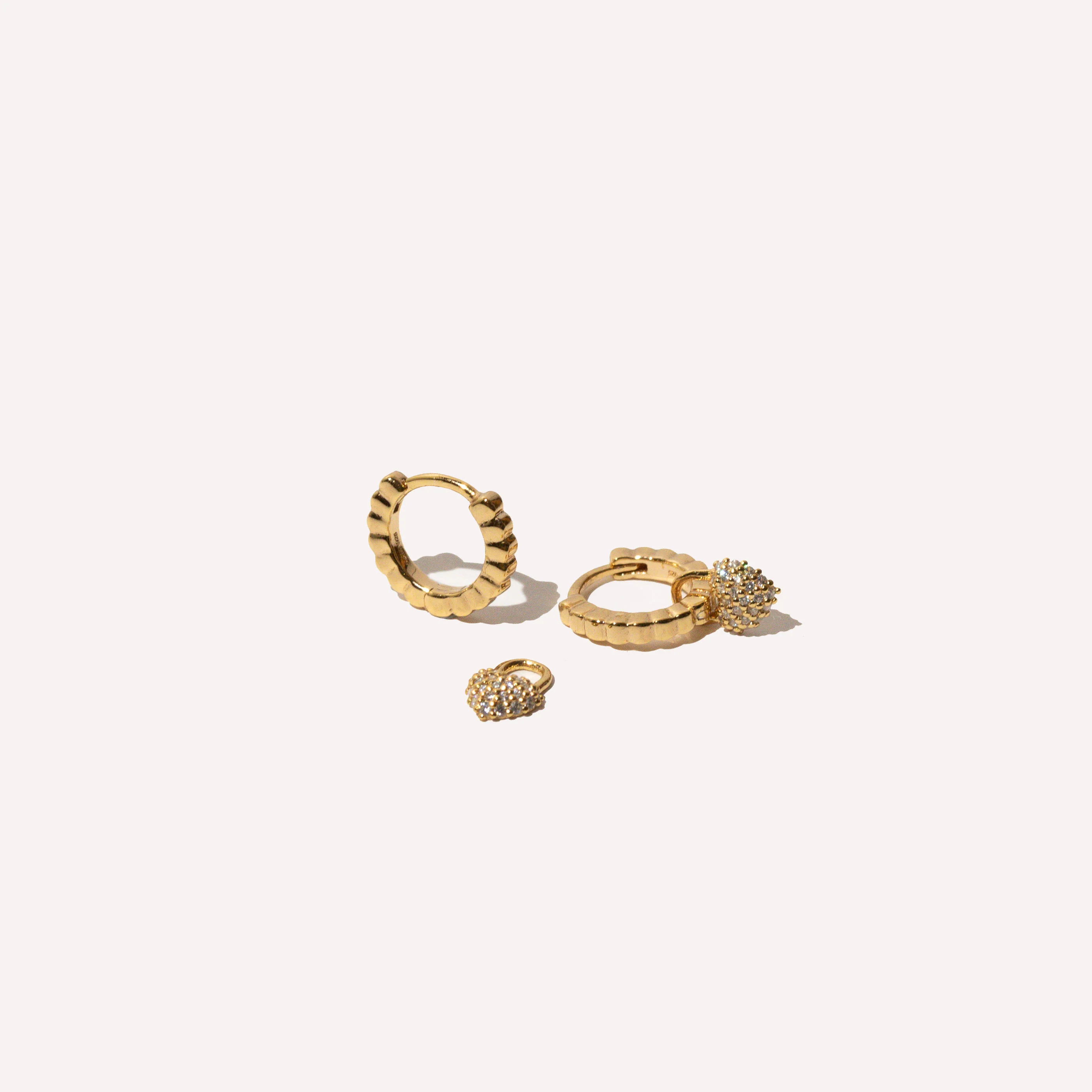 Heart Pavé Gold Huggies | Astrid & Miyu Earrings | Astrid and Miyu