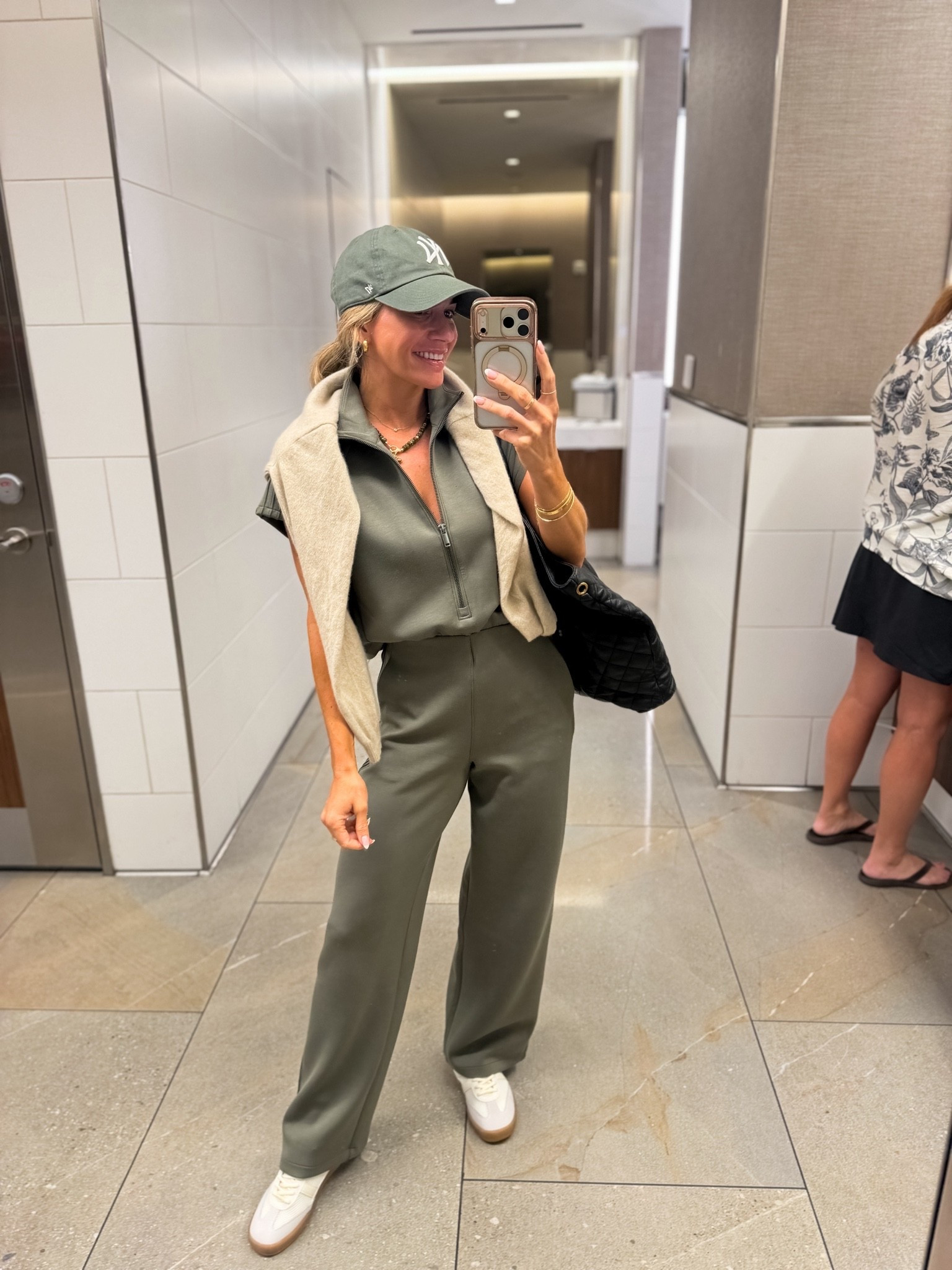 Another favorite of mine! This jumpsuit is so cute & I love the sage green color for fall! So great for those long travel days! 
Use code NIBLETTXSPANX for 15% off your first order!!

#LTKTravel #LTKPetite #LTKootd