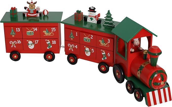 Wooden Advent Calendar Train with 24 Drawers Christmas Calendars for Kids Adults Xmas Countdown T... | Amazon (US)