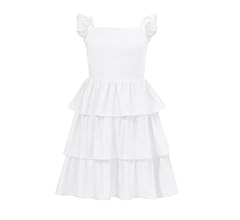 LIONJIE Girls Ruffle Sleeve Layered Midi Dress Tiered 3 Layered Summer Flowy Swing Dress for 3-12... | Amazon (US)