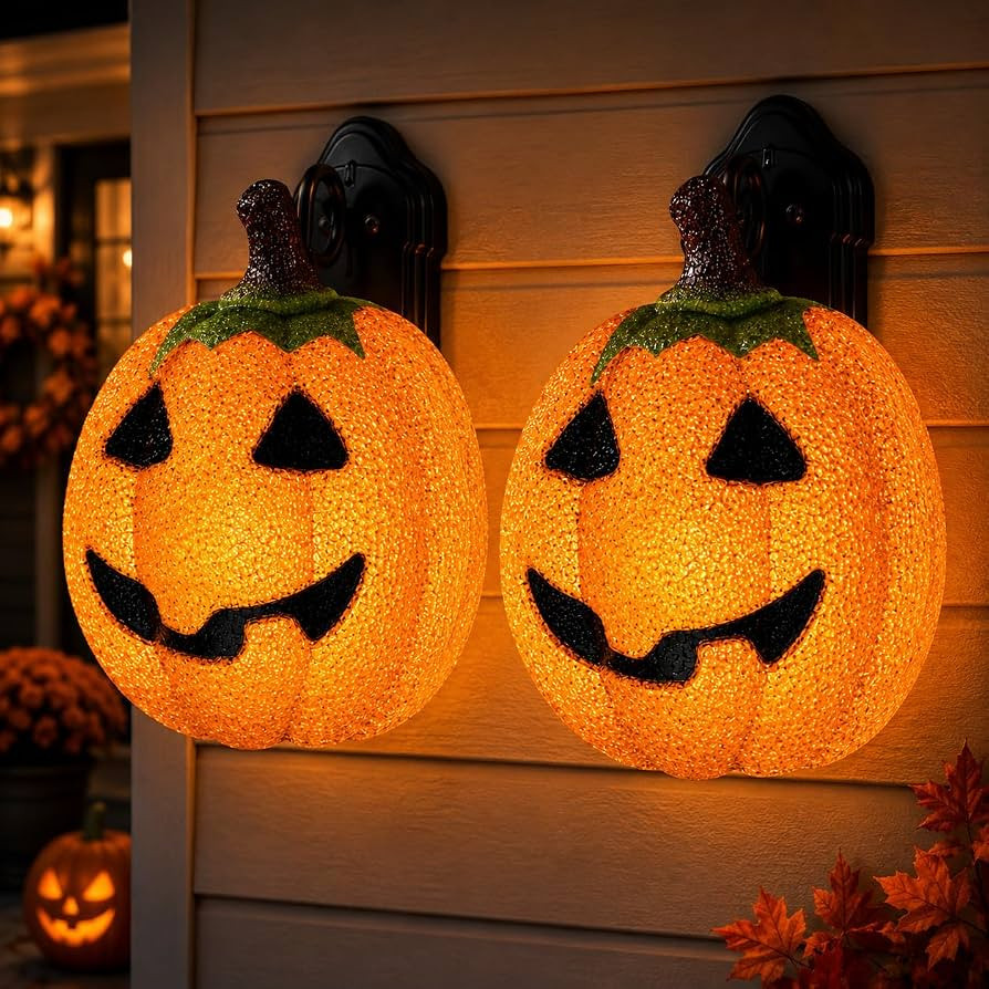 AISENO 2PCS Pumpkin Porch Light Covers for Halloween, Outdoor Decorations for Porch and Garage Li... | Amazon (US)