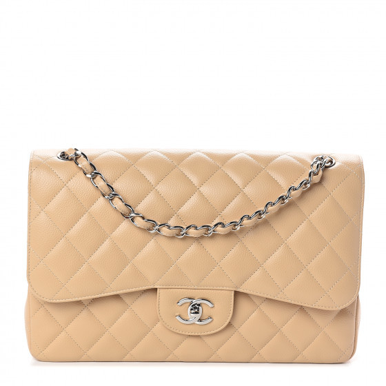 Caviar Quilted Jumbo Double Flap Beige Clair | Fashionphile