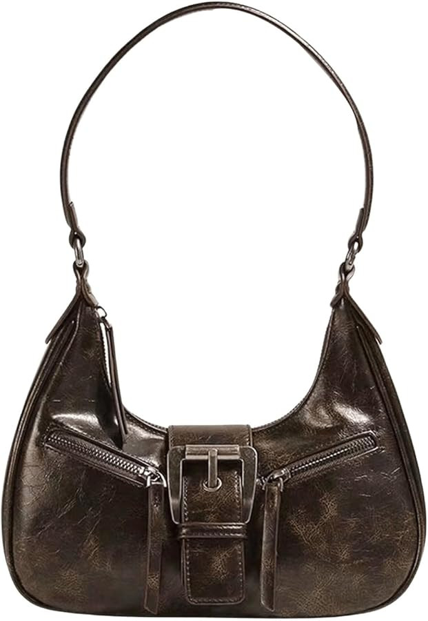 MakeMeChic Women's PU Leather Top Handle Buckle Medium Square Bag Vintage Shoulder Handbags Hobo ... | Amazon (US)