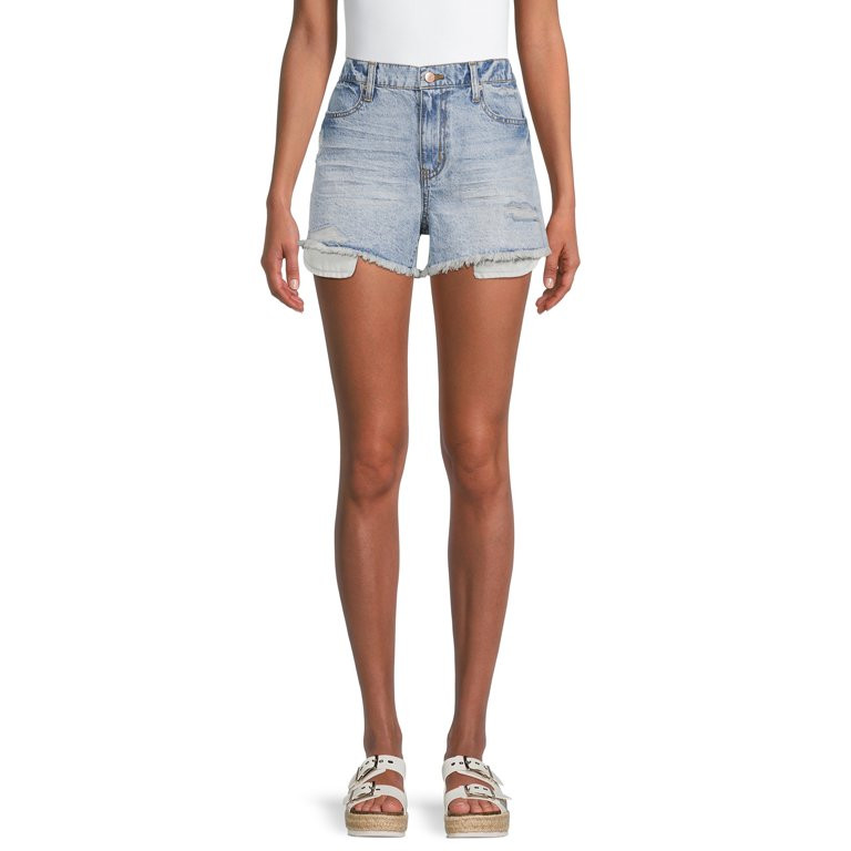 No Boundaries Juniors' Elastic Back Denim Short | Walmart (US)