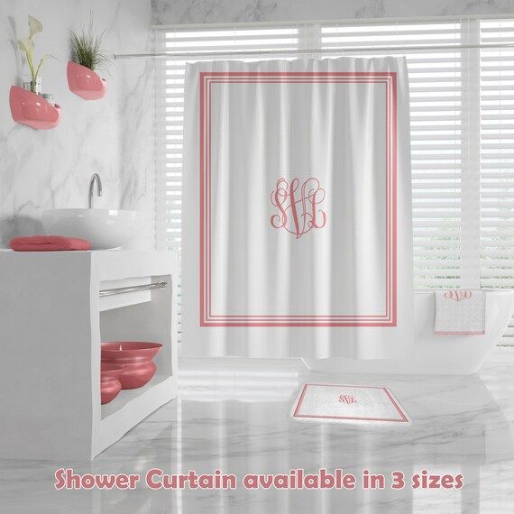 Custom Monogram Shower Curtain Custom Monogram Bath Mat | Etsy | Etsy (US)