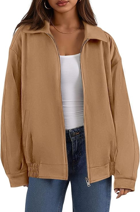 PRETTYGARDEN Faux Suede Bomber Jacket Women Fall Fashion 2025 Casual Zip Up Oversized Trendy Wint... | Amazon (US)