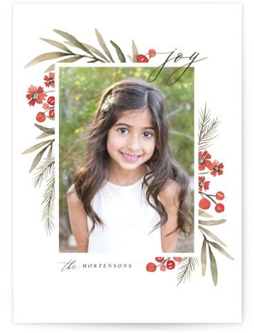 "Holiday Flowers" - Customizable Holiday Photo Cards in Red by Wildfield Paper Co.. | Minted