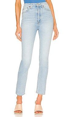 RE/DONE Originals 90s Ultra High Rise Skinny in Seawater from Revolve.com | Revolve Clothing (Global)