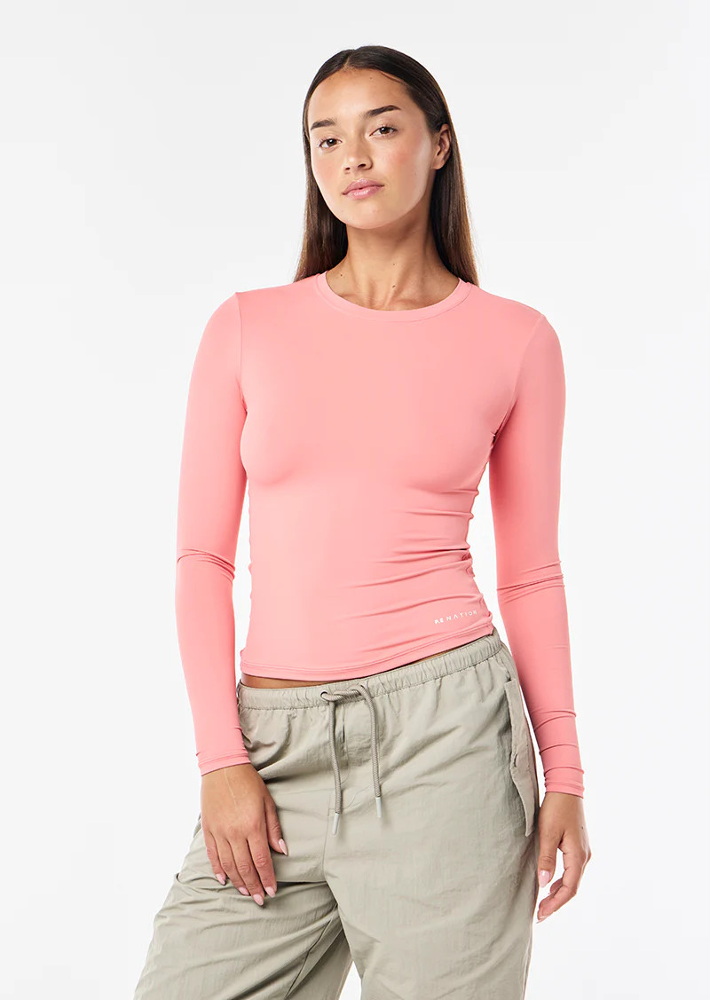 FOUNDATION LONG SLEEVE TOP IN DUSTY PINK | P.E Nation AU
