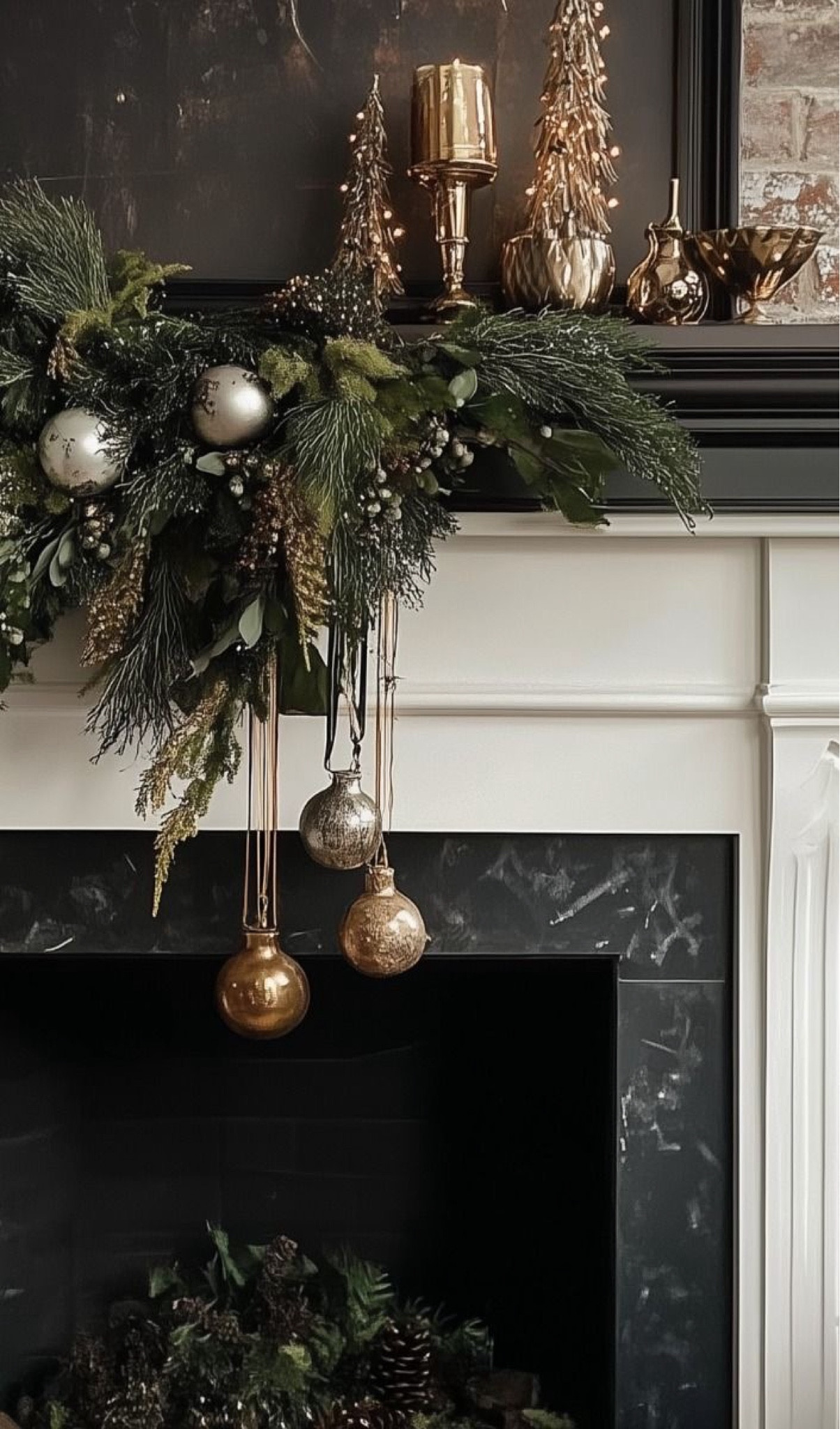Stunning French country Christmas mantle decorated with vintage-inspired ornaments, and garland. Realistic garland picks. French cottage christmas decorations. Holiday home decor with charm!

#LTKCyberWeek #LTKSeasonal #LTKHome