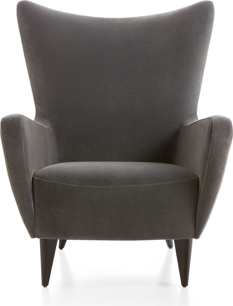 Elsa Grey Velvet Wingback Chair + Reviews | Crate and Barrel | Crate & Barrel