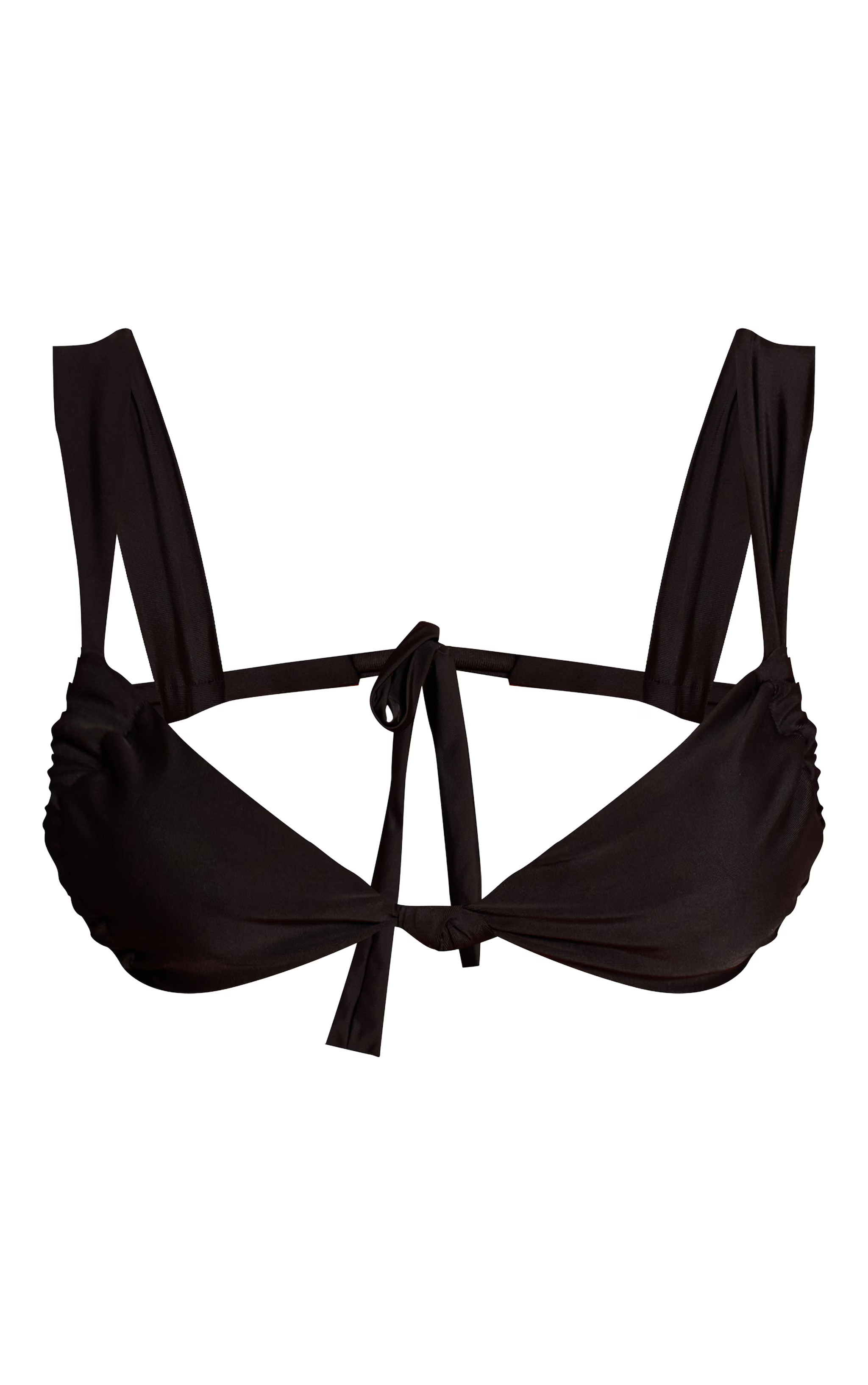 Black Knot Front Ruched Cup Bikini Top | Swimwear | PrettyLittleThing UK