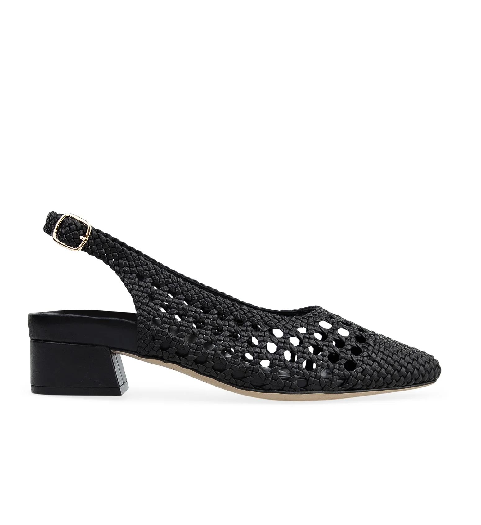 Black Leather Low Heels | Bared Footwear