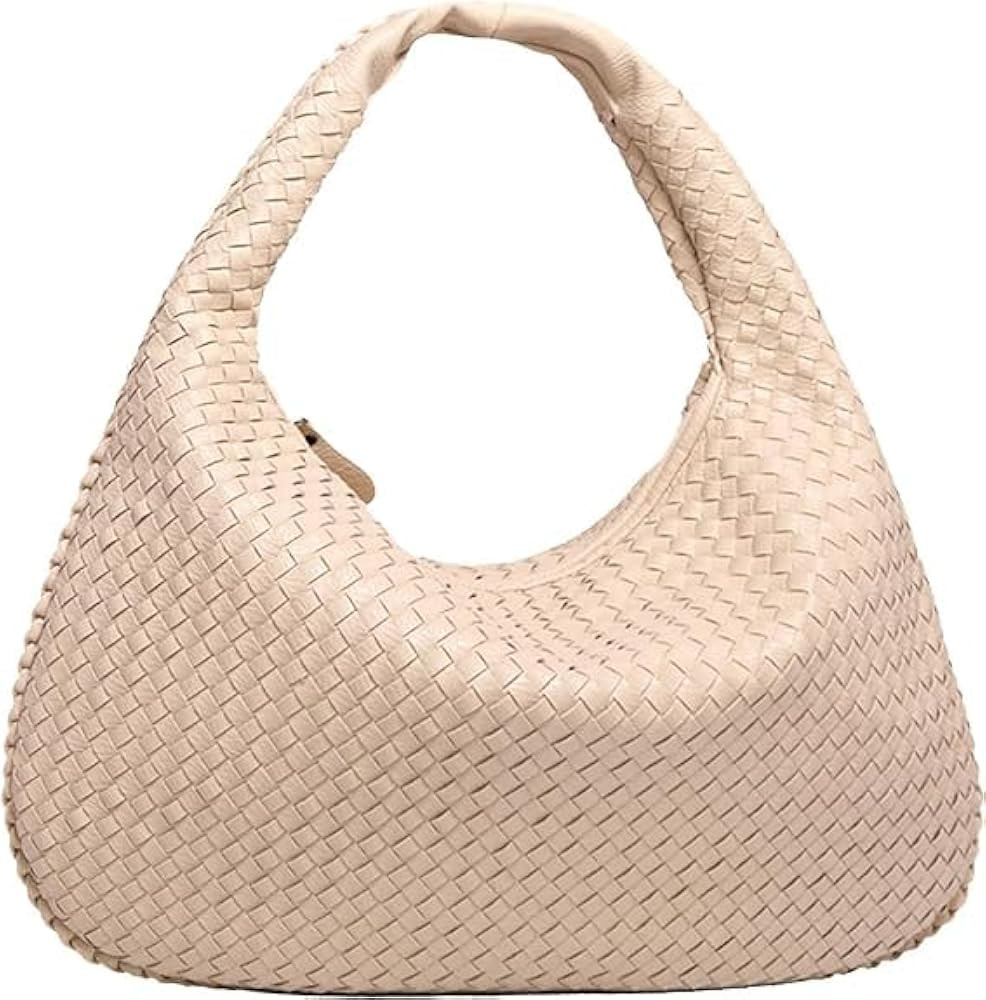 Woven Tote Bag Vegan Leather Purse for Women,Shoulder Tote Bag Large Capacity Woven Handbag Underarm | Amazon (US)