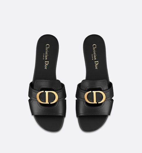 30 Montaigne Slide Black Calfskin - Shoes - Women's Fashion | DIOR | Dior Beauty (US)