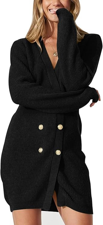 PRETTYGARDEN Women's 2023 Open Front Fall Cardigans Sweaters Ribbed Knit Long Sleeve V Neck Butto... | Amazon (US)