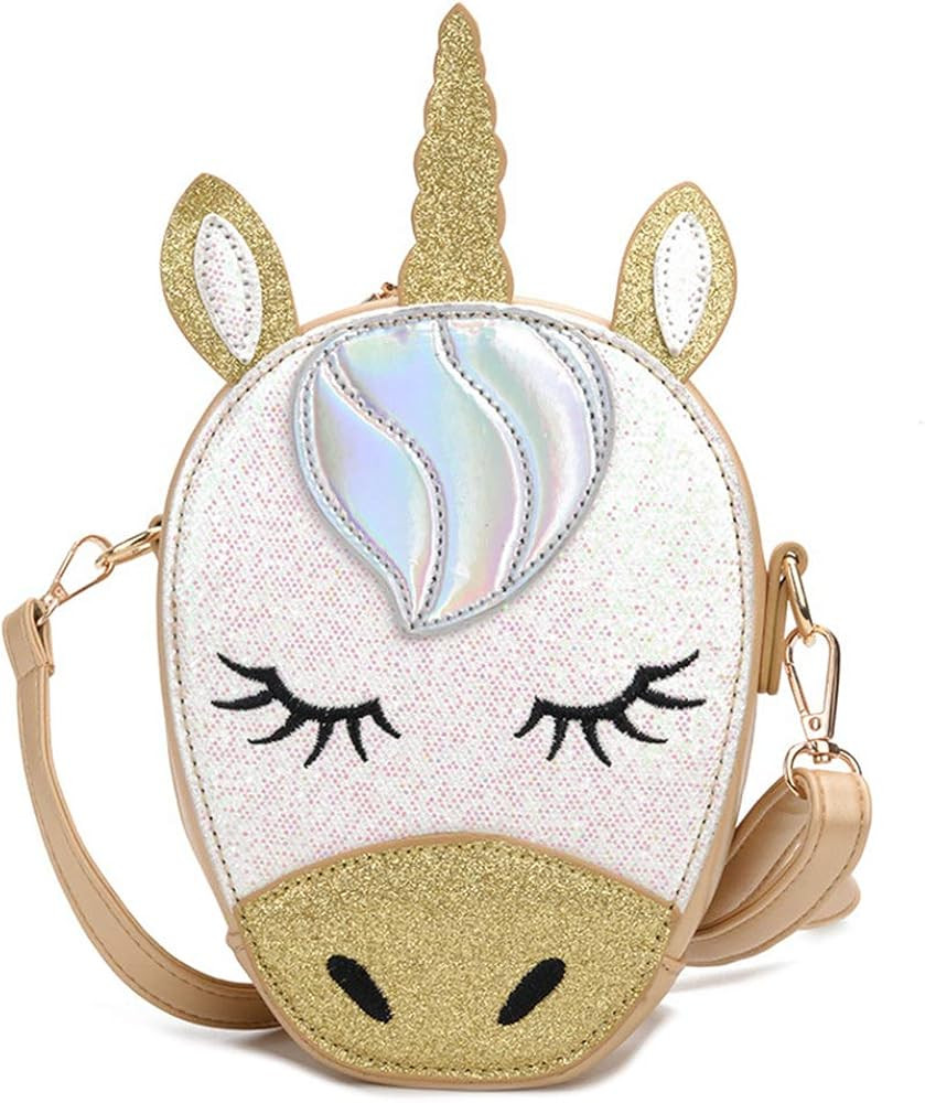 3D Glitter Unicorn Crossbody Purse Bag for Teens Girls Women Novelty Handbag | Amazon (US)