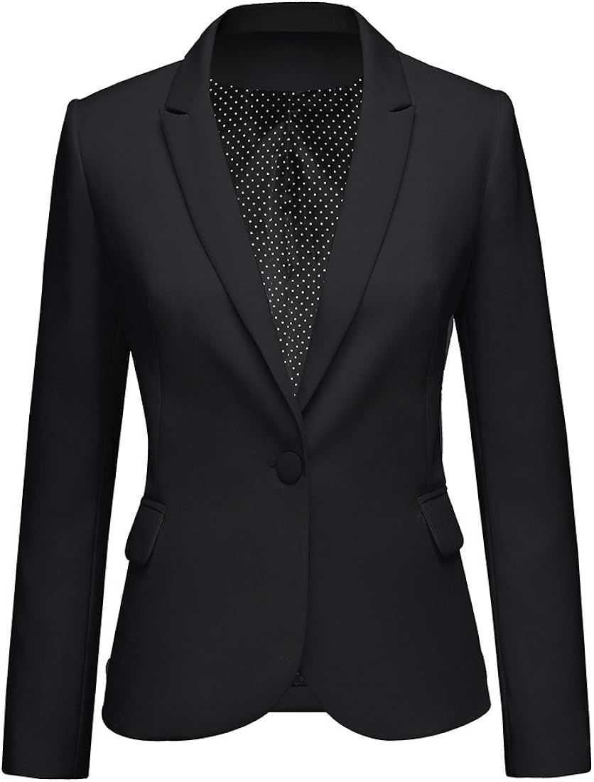 LookbookStore Womens Notched Lapel Pockets Button Work Office Blazer Jacket Suit | Amazon (US)
