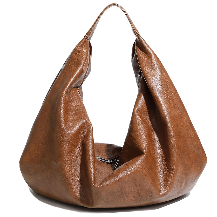 Women's Large Soft Vegan Leather Slouchy Crescent Hobo Tote Shoulder Bag | Amazon (US)