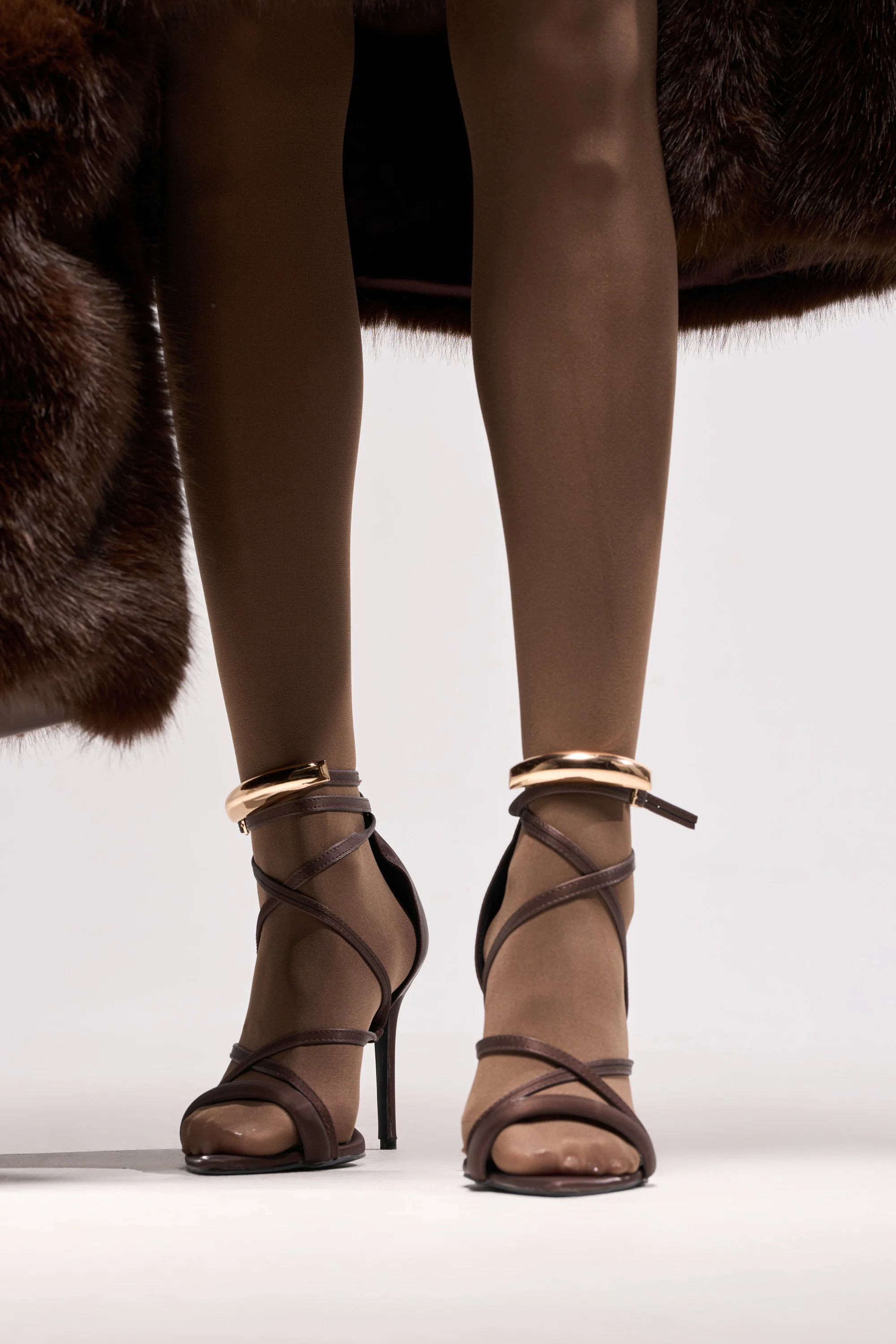 AZALEA WANG RADHA CHOCOLATE METAL EMBELLISHED SANDAL | AKIRA